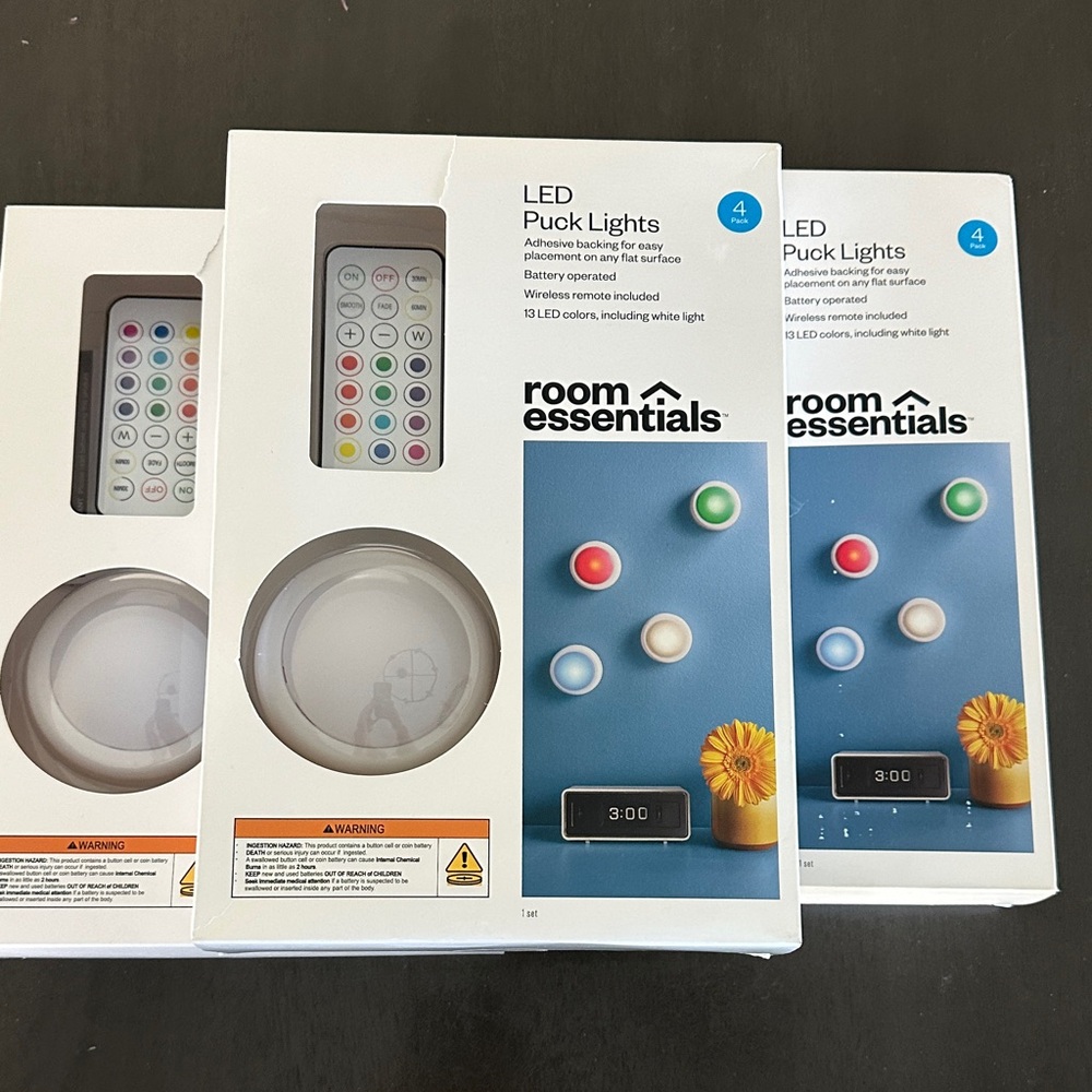 Room Essentials Multi-Color LED Puck Lights with Remote - Picture 2 of 4